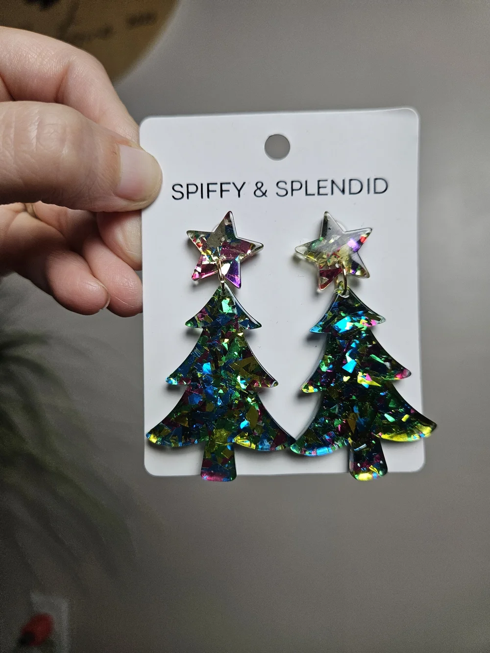 Multicolor Glitter Christmas Tree Drop Earrings